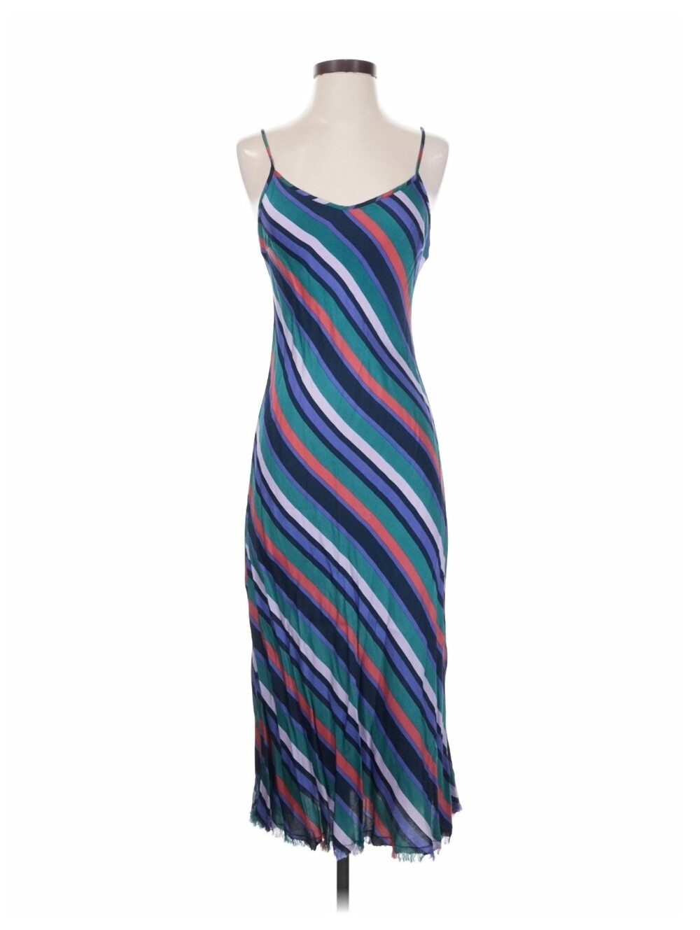 Nation Ltd Striped V-Neck Sleeveless Strappy Slip Dress Viscose S 90s Colorblock